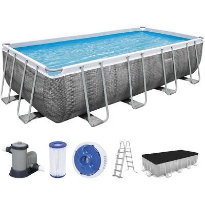 BESTWAY Power Steel Piscine hors sol rectangulaire effet rotin, 549