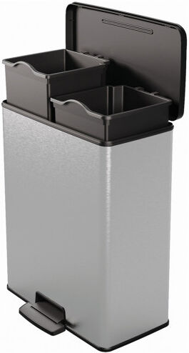 Curver DECO BIN DUO 26L+26L Poubelle 48,6 x 31,6 x 61,5 cm argenté 01129-C70