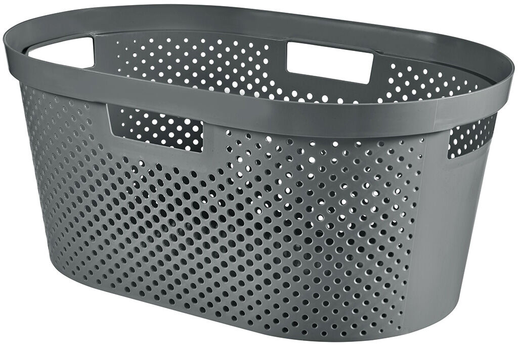 Curver INFINITY DOTS 39L Panier a linge 59 x 38 x 27 cm, gris foncé 04755-G43