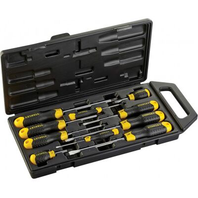 Stanley 2-65-005 CushionGrip Tournevis Phillips et plats, jeu de 10 pieces - Publicité Stanley 2-65-005 CushionGrip Tournevis Phillips et plats, jeu de 10 pieces - Publicité