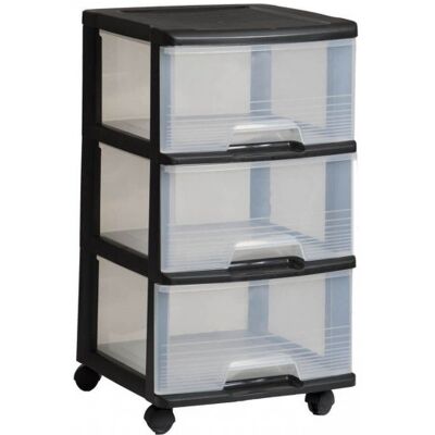 Curver Tour a tiroirs 3x20L, transparent/noir 06772-146 - Publicité Curver Tour a tiroirs 3x20L, transparent/noir 06772-146 - Publicité