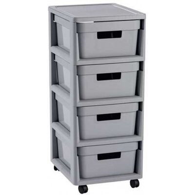 Curver INFINITY 4x11L Tour a tiroirs 36 x 30 x 69 cm gris 04355-099 - Publicité Curver INFINITY 4x11L Tour a tiroirs 36 x 30 x 69 cm gris 04355-099 - Publicité
