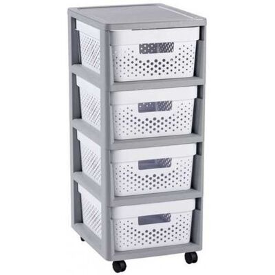 Curver INFINITY 4x11L Tour a tiroirs 36 x 30 x 69 cm blanc 04356-Y36 - Publicité Curver INFINITY 4x11L Tour a tiroirs 36 x 30 x 69 cm blanc 04356-Y36 - Publicité