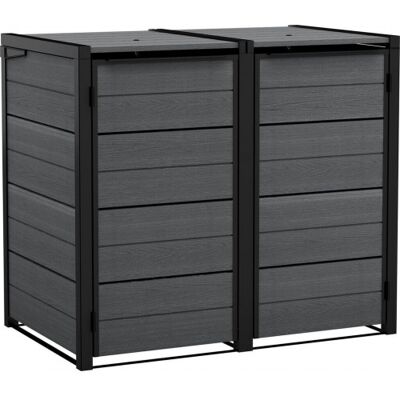 KETER HIDE AWAY 2x240L Armoire pour poubelles, 138,1 x 84,3 x 121,2 cm, gris 17213790 - Publicité KETER HIDE AWAY 2x240L Armoire pour poubelles, 138,1 x 84,3 x 121,2 cm, gris 17213790 - Publicité