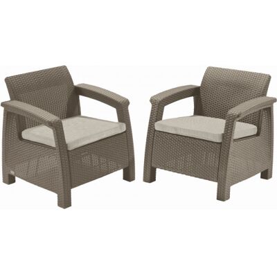 ALLIBERT - CORFU DUO - Cappuccino - 2 chaises - Ensemble de chaises - Publicité ALLIBERT - CORFU DUO - Cappuccino - 2 chaises - Ensemble de chaises - Publicité