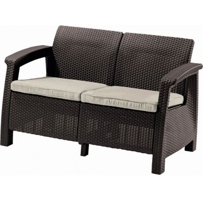 KETER CORFU LOVE Canapé de jardin, 128 x 70 x 79cm, marron/beige 17197359 - Publicité KETER CORFU LOVE Canapé de jardin, 128 x 70 x 79cm, marron/beige 17197359 - Publicité