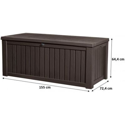 KETER ROCKWOOD 570L Coffre de rangement 155 x 72,4 x 64,4 cm, marron 17197729 - Publicité KETER ROCKWOOD 570L Coffre de rangement 155 x 72,4 x 64,4 cm, marron 17197729 - Publicité