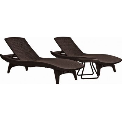 KETER PACIFIC Ensemble marron 2x chaise longue + 1x table basse 17201591 - Publicité KETER PACIFIC Ensemble marron 2x chaise longue + 1x table basse 17201591 - Publicité