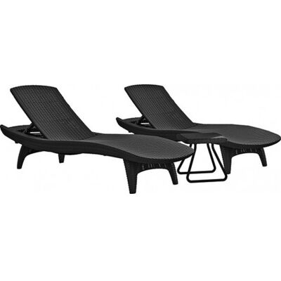 KETER PACIFIC Ensemble graphite 2x chaise longue + 1x table basse 17201591 - Publicité KETER PACIFIC Ensemble graphite 2x chaise longue + 1x table basse 17201591 - Publicité