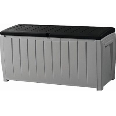 KETER NOVEL 340L Coffre de rangement 124 x 55 x 62,5 cm, gris/noir 17197948 - Publicité KETER NOVEL 340L Coffre de rangement 124 x 55 x 62,5 cm, gris/noir 17197948 - Publicité