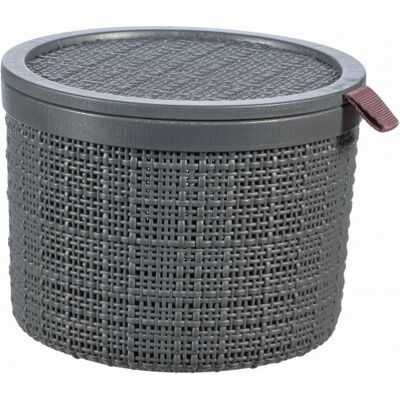 Curver JUTE 2L Boite ronde avec couvercle 17 x 17 x 13 cm, gris foncé 01903-G44 - Publicité Curver JUTE 2L Boite ronde avec couvercle 17 x 17 x 13 cm, gris foncé 01903-G44 - Publicité