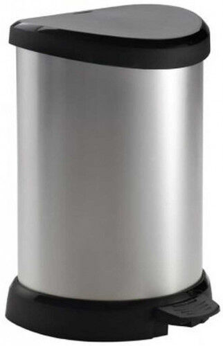 Curver DECO BIN 15L Poubelle a pédale 30,3 x 26,8 x 44,8 cm argenté/noir 02120-582