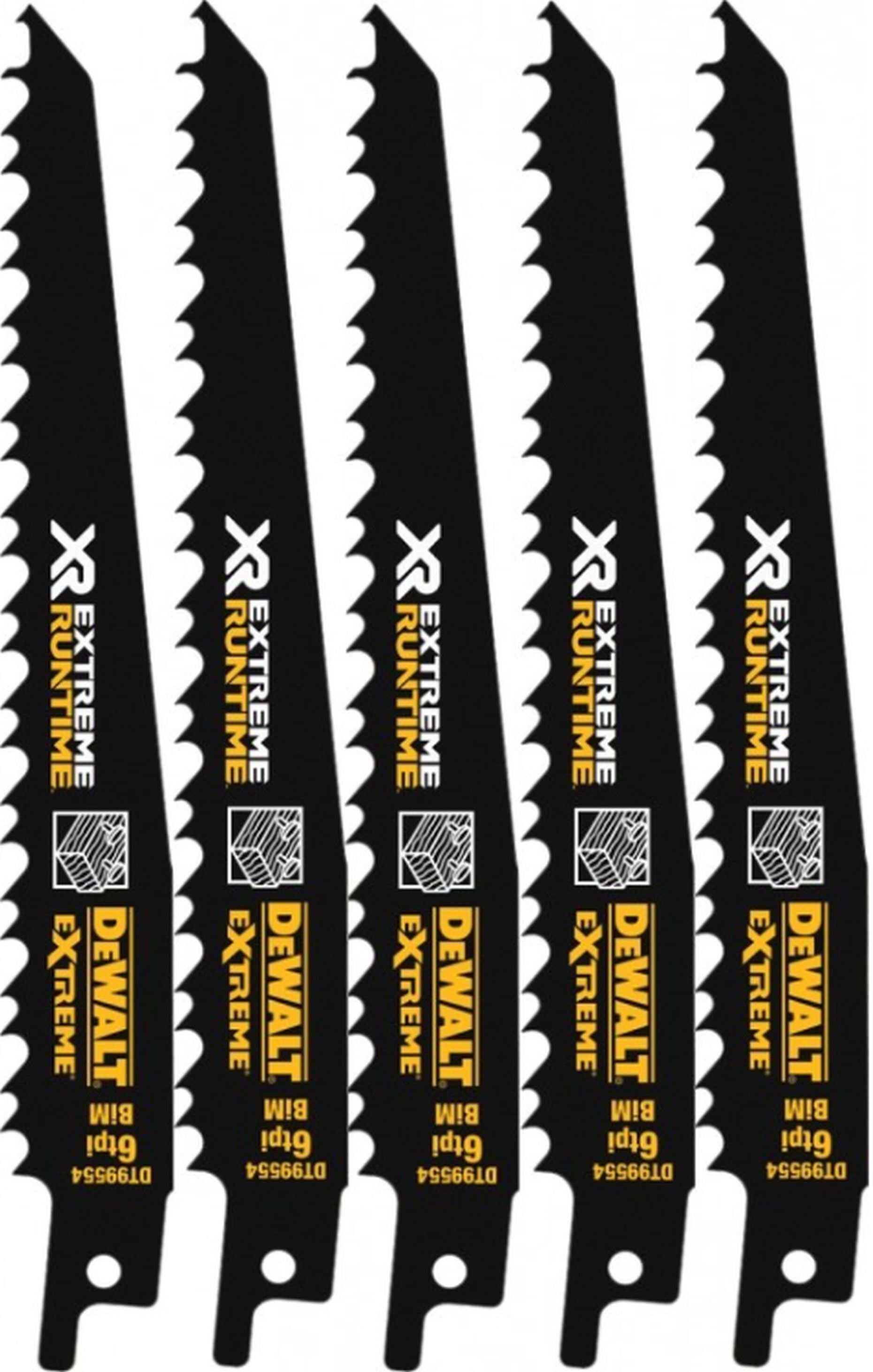 DeWALT DT99554-QZ Lames de scie sabre XR 152 mm 6TPI (5 pieces)