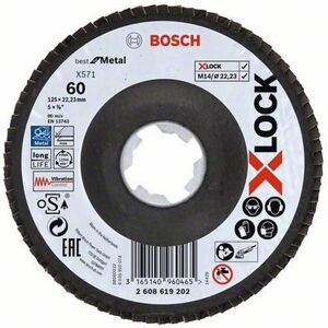 Bosch Plateaux a lamelles X-LOCK, 125 mm, G 60, X571, Best for Metal 2608619202