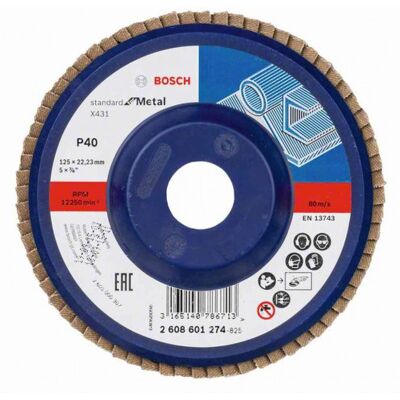 Bosch Plateau a lamelles X431, Standard for Metal, 125 mm, 22,23 mm, 40 2608601274 - Publicité Bosch Plateau a lamelles X431, Standard for Metal, 125 mm, 22,23 mm, 40 2608601274 - Publicité