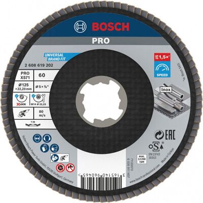Bosch Plateau a lamelles PRO X571, bombé, 125 mm, G60, X-Lock 2608619202 - Publicité Bosch Plateau a lamelles PRO X571, bombé, 125 mm, G60, X-Lock 2608619202 - Publicité