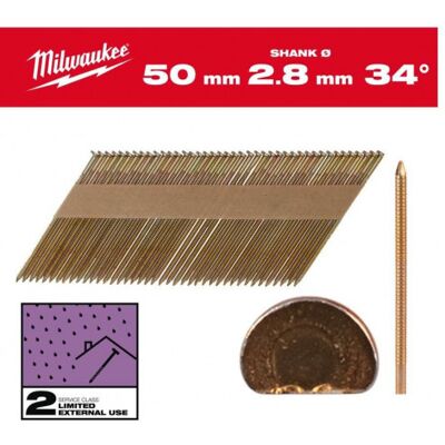 Milwaukee Modèle 4932492607 - Clous galvanisés 34° - 63mm - Publicité Milwaukee Modèle 4932492607 - Clous galvanisés 34° - 63mm - Publicité