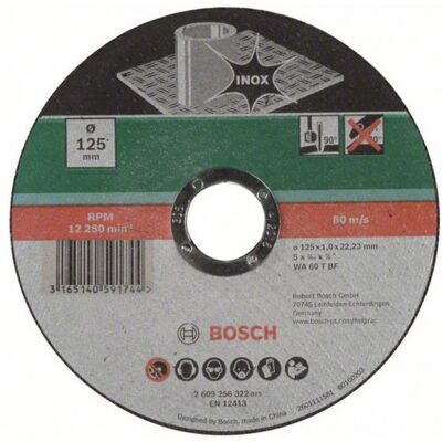 Bosch 2609256322 Disque de coupe - Inox, Métal, 125mm - Publicité Bosch 2609256322 Disque de coupe - Inox, Métal, 125mm - Publicité