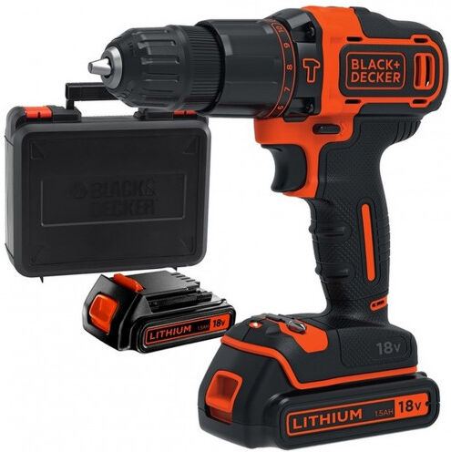 BLACK & DECKER Black & Decker BDCHD18KB Perceuse a percussion sans fil (2x1,5Ah/18V)
