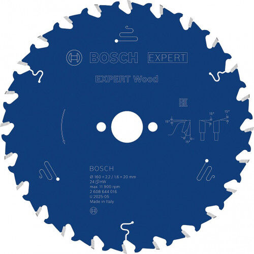 Bosch Lame de scie circulaire EXPERT Wood, 160 x 2,2/1,6 x 20 mm, T24 2608644016