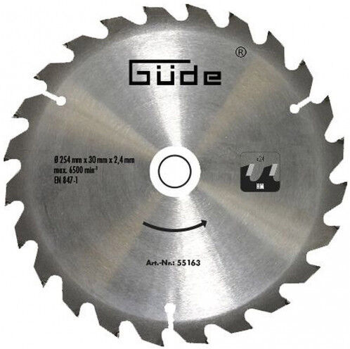 GÜDE Lame de scie carbure 254 x 30 mm - scies G55258 - G55173 - G55269 55163