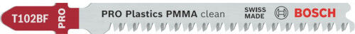 Bosch Lame de scie sauteuse PRO Plastics PMMA clean T102BF, 92 mm, 3 pieces 2608636780