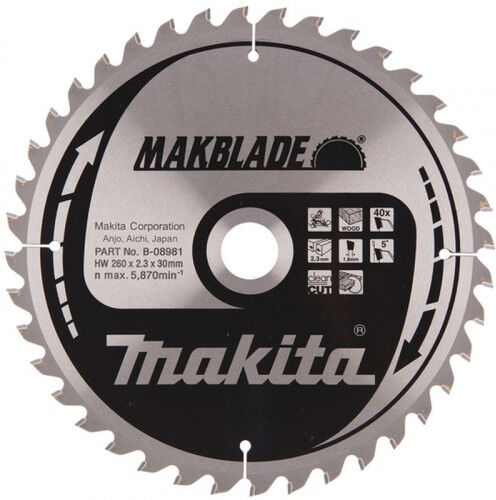 MAKITA B-32770 Lame scie circulaire 260x30mm 40Z=old B-08981