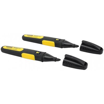 Stanley 0-47-314 FatMax Marqueur noir permanent, pointe large biseautee, 2pcs - Publicité Stanley 0-47-314 FatMax Marqueur noir permanent, pointe large biseautee, 2pcs - Publicité