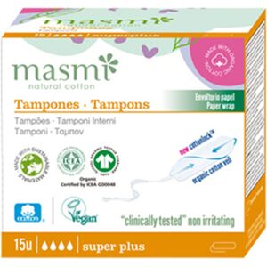 Ekolife Natura Tampons en coton biologique ? super plus, 15 pieces