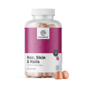 HealthyWorld® Hair, Skin & Nails – Gummies pour cheveux, peau et ongles, 120 gummies