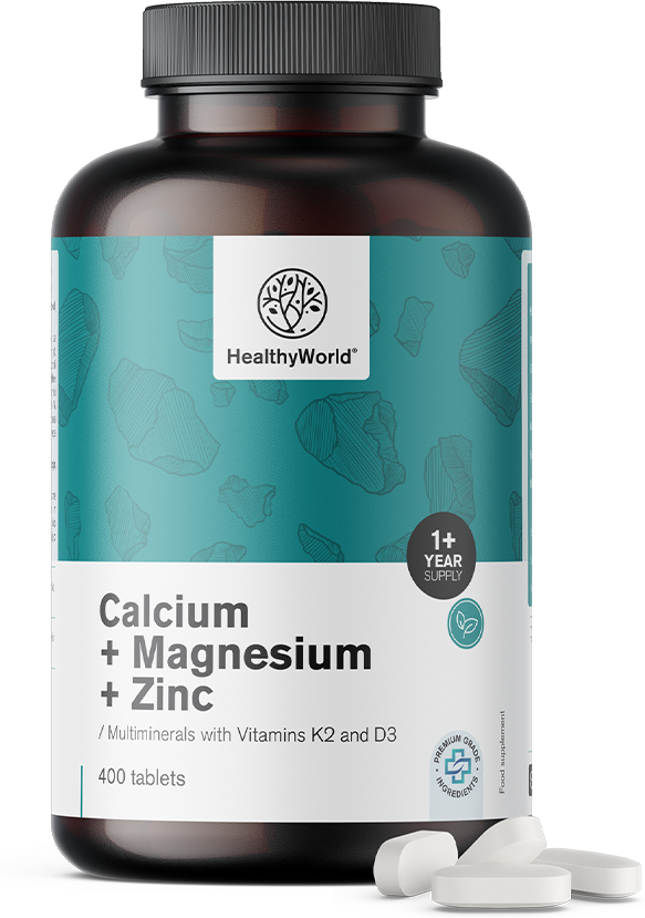 HealthyWorld® Calcium + magnésium + zinc, 400 comprimés