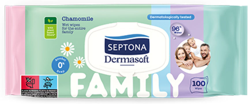 Septona Lingettes hydratantes pour bébé Dermasoft, 100 lingettes