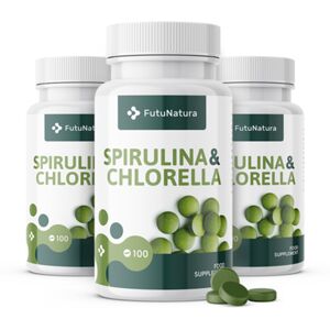 FutuNatura 3x Algues Spiruline + Chlorelle, ensemble 300 comprimes