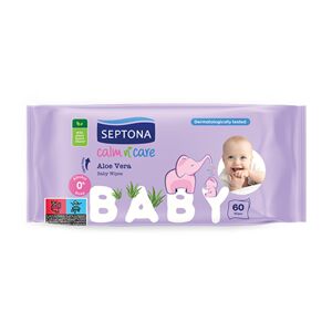 Septona Lingettes hydratantes pour bebe a l'aloe vera, 60 lingettes