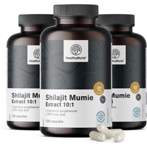 HealthyWorld® 3x Shilajit Mumie Extract 10:1, ensemble 360 gélules