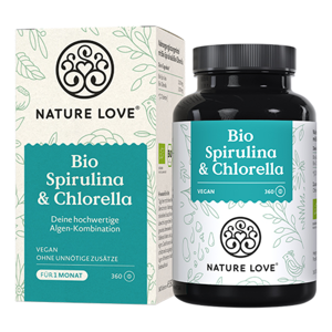 Nature Love Spiruline + Chlorella BIO, 360 comprimés - Publicité