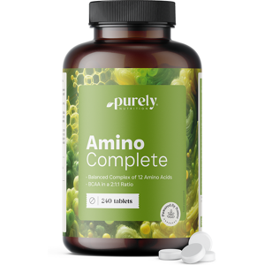 Purely Nutrition 3x Amino Complete - Complexe équilibré de 12 acides aminés - 720 comprimés - Publicité Purely Nutrition 3x Amino Complete - Complexe équilibré de 12 acides aminés - 720 comprimés - Publicité