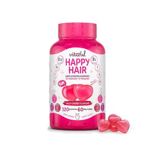 Vitaful Happy Hair vitamines pour cheveux, 120 bonbons gélifiés