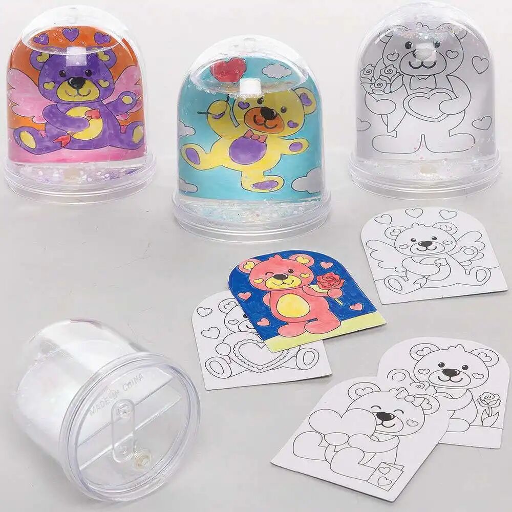 Baker Ross Boules à neige d’ours à colorier  (Paquet de 4) Kits D'Artisanat