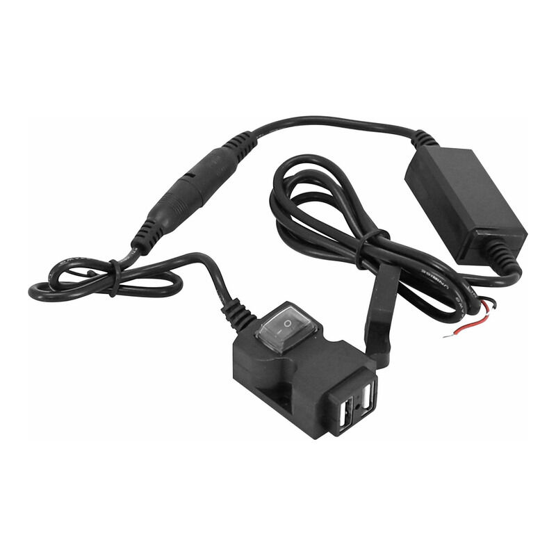 Chargeur double USB 5V 2,1A / 5V 1A Avoc avec interrupteur et fixation