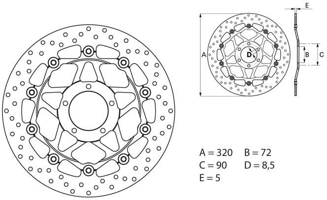 Disque de frein Brembo D.320 série Oro rond flottant avant ducati 999