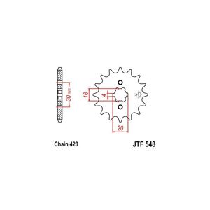 JT Sprockets Pignon JT Sprockets Acier pas 428 14 dents - Pour Yamaha TT-R 125 00-1