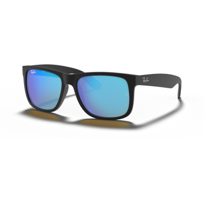 Ray-Ban - Justin - Lunettes de soleil T55 - Rubber Black - Blue Flash - Publicité Ray-Ban - Justin - Lunettes de soleil T55 - Rubber Black - Blue Flash - Publicité