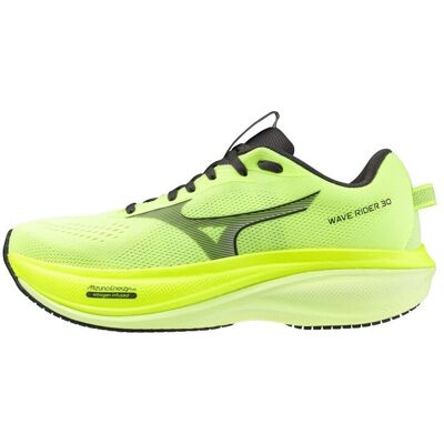 Mizuno - Wave Rider 30 - Chaussures running homme Lime Pulp / Black Oyster / GF Whit - 42 - Publicité Mizuno - Wave Rider 30 - Chaussures running homme Lime Pulp / Black Oyster / GF Whit - 42 - Publicité