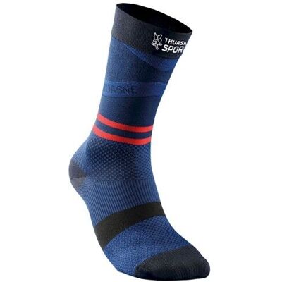 Thuasne - Up Activ Compression Socks Mid - Chaussettes de compression Noir / Bleu Foncé / Rouge - M / 43 - 46 - Publicité Thuasne - Up Activ Compression Socks Mid - Chaussettes de compression Noir / Bleu Foncé / Rouge - M / 43 - 46 - Publicité