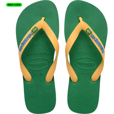 Havaianas - Brasil Logo - Tongs Green / Yellow - BR 45 - 46 - Publicité Havaianas - Brasil Logo - Tongs Green / Yellow - BR 45 - 46 - Publicité