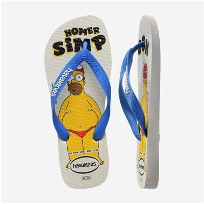 Havaianas - Simpsons - Tongs White / Blue - BR 39 - 40 - Publicité Havaianas - Simpsons - Tongs White / Blue - BR 39 - 40 - Publicité