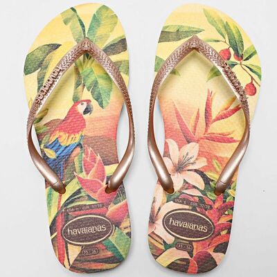 Havaianas - Slim Tropical - Tongs femme Caja Yellow - BR 39 - 40 - Publicité Havaianas - Slim Tropical - Tongs femme Caja Yellow - BR 39 - 40 - Publicité