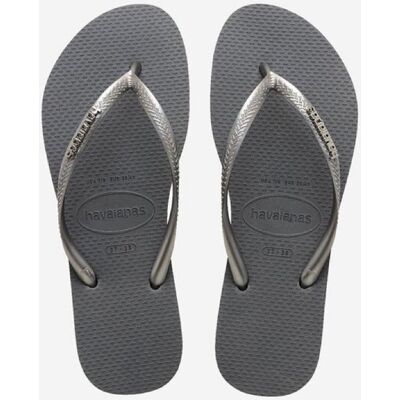 Havaianas - Slim Logo Metallic - Tongs femme Steel Grey - BR 35 - 36 - Publicité Havaianas - Slim Logo Metallic - Tongs femme Steel Grey - BR 35 - 36 - Publicité