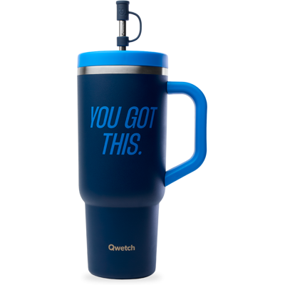 Qwetch - Travel Cup Isotherme Inox - Mug Level Up Bleu Nuit - 900 ml - Publicité Qwetch - Travel Cup Isotherme Inox - Mug Level Up Bleu Nuit - 900 ml - Publicité